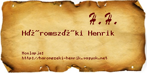 Háromszéki Henrik névjegykártya